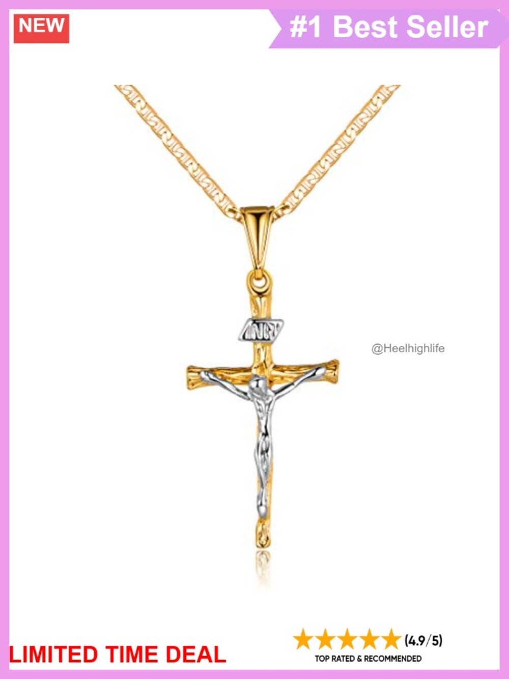 18K Gold Plated Flat Mariner Link Chain Necklace Lobster Clasp